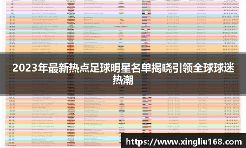 2023年最新热点足球明星名单揭晓引领全球球迷热潮